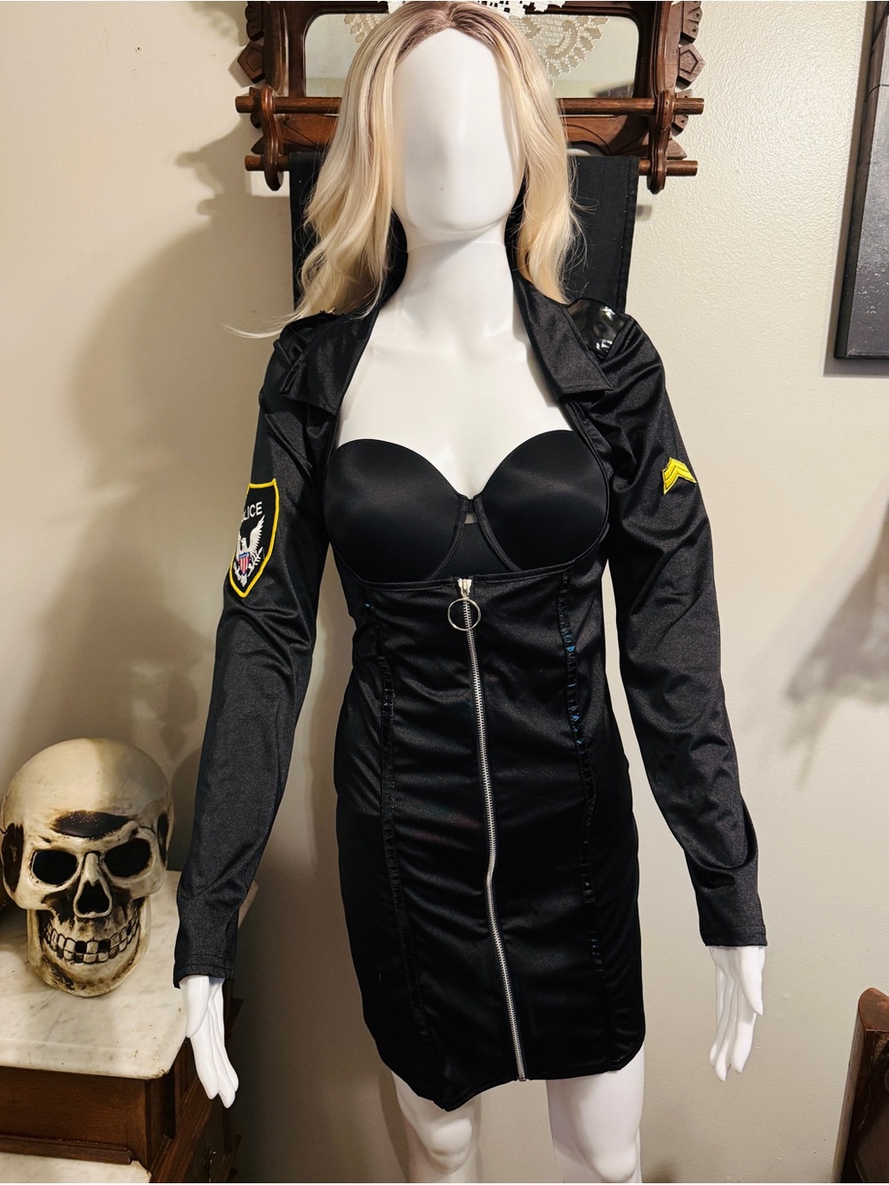 Sexy Police Officer Halloween Costume Dress One Piece in Size Medium Large